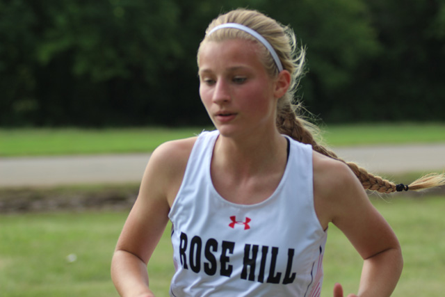 Aubrie Thomison took second at the Mulvane Invitational on Monday, September 10. The girls cross country team won the team event.