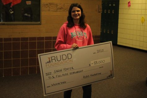 Rose Hill High School senior Sarah Foster was awarded a surprise scholarship from Wichita State on February 24.