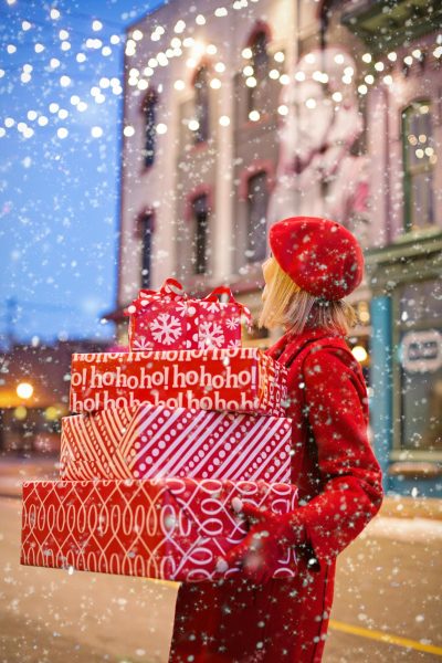 To give a present or receive a present: